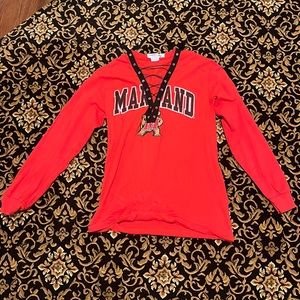 University of Maryland long sleeve lace up